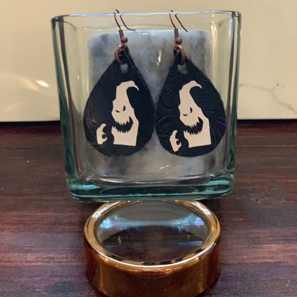 nightmare before Christmas faux leather earrings